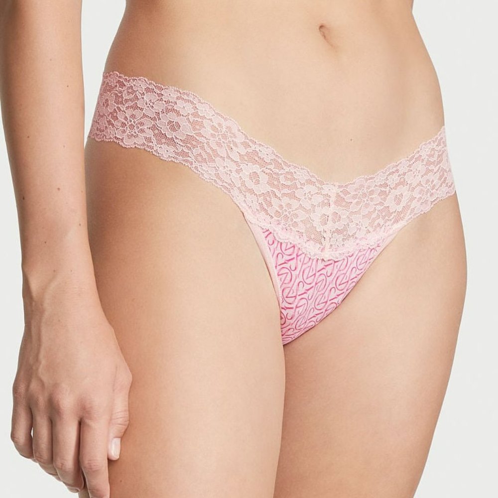 🆕Victoria's Secret Lace Waist Cotton Thong Panty size Medium🆕